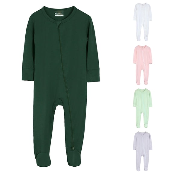 LIIPEE Boys Girls Long Sleeve Footed Bodysuit Baby Fall Cute Zip Up One-Pieces Clothes 0-24 Months