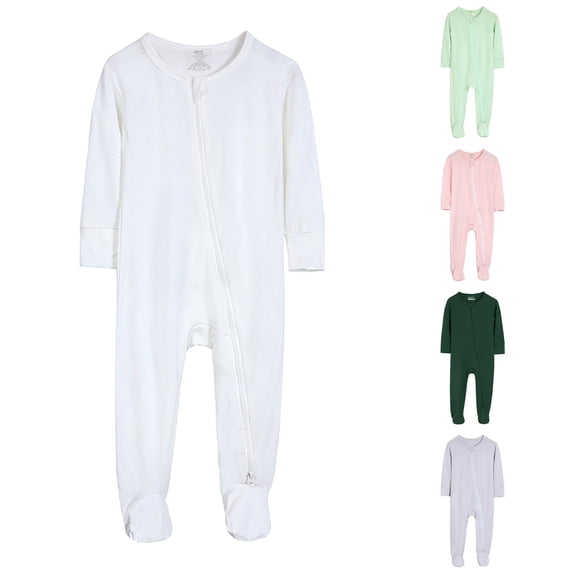 LIIPEE Boys Girls Long Sleeve Footed Bodysuit Baby Fall Cute Zip Up One-Pieces Clothes 0-24 Months