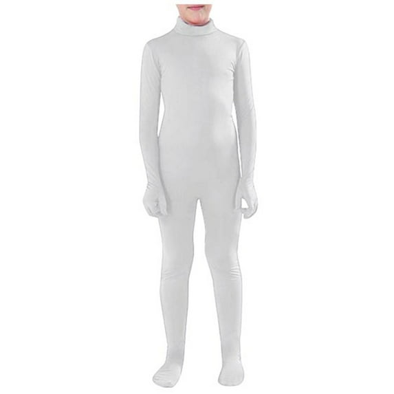 LIIPEE Boys Girls Onesie Halloween Unisex Solid Color Long Sleeve Turtleneck Stage Performance Seamless Tight Jumpsuit Girl Handsome Indoor Outdoor Wear One-Pieces,White,S