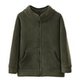 thumbnail image 1 of LIIPEE Boys Girls Plush Jacket Solid Color Long Sleeve Stand Collar Zip Up Fuzzy Jackets Big Boys Casual School Coat,Dark Green,9-10 Years, 1 of 3