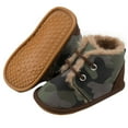 thumbnail image 1 of LIIPEE Boys Girls Plush Sneakers Warm Camouflage Closed Toe Non- Soft Sole On Fuzzy House Shoes Toddler Comfort Weekend Plush Sneaker,Army Green,0-6 Months, 1 of 3