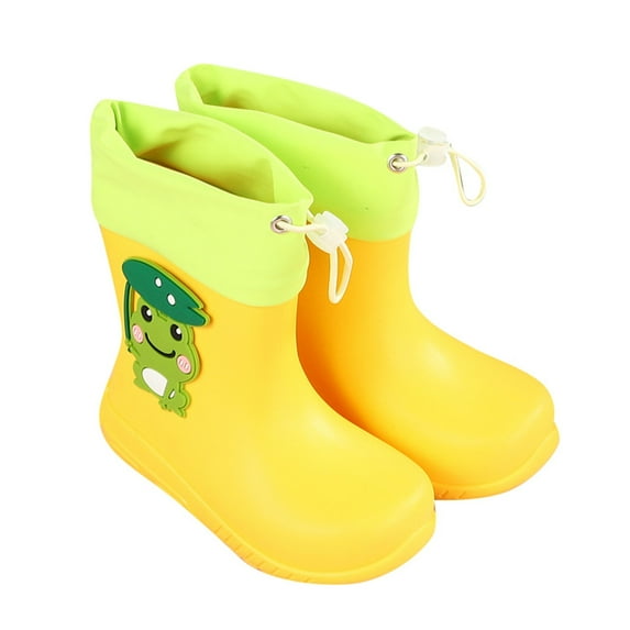 LIIPEE Boys Girls Rain Boots Cartoon Animal Lightweight Closed Toe Non- Waterproof Rain Shoes Kids Versatile Casual Daily Party Photoshoot Boot,Yellow,4-5 Years