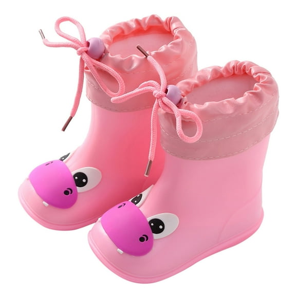LIIPEE Boys Girls Rain Boots Cartoon Printed Lightweight Closed Toe Non- Waterproof Rain Shoes Child Elegant Holiday School Party Boot,Pink,13