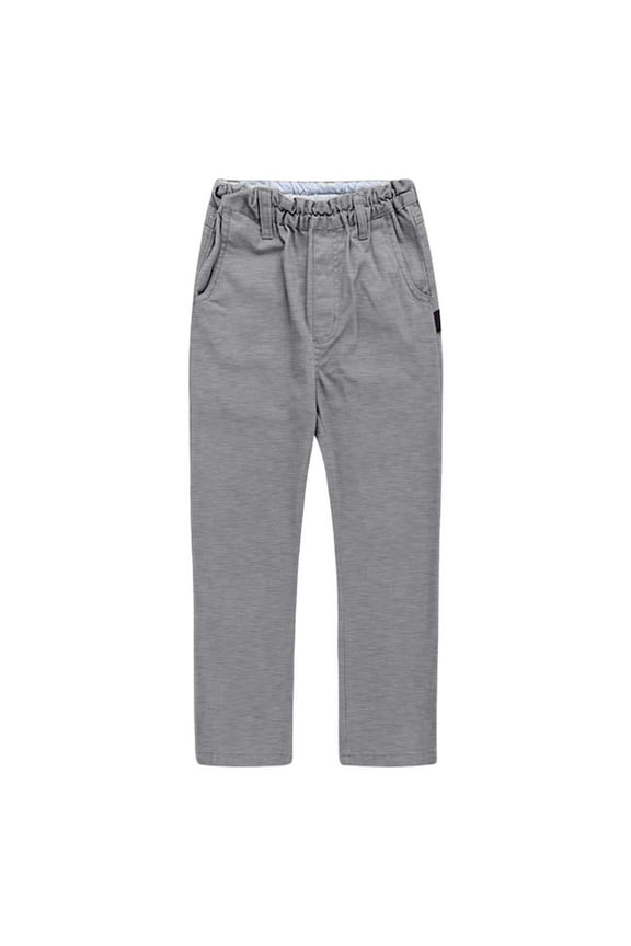 Boys Girls School Uniform Pants Solid Color Elastic Waist Straight Wide Leg Trousers With Pockets Child Versatile Birthday Wedding Weekend Pants,130,5-6 Years