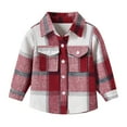 thumbnail image 1 of LIIPEE Boys Girls Shirt Long Sleeve Turndown Collar Button Plaid Shirt With Pockets Child Classic Shopping Shirts,Wine,7-8 Years, 1 of 2