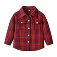 thumbnail image 1 of LIIPEE Boys Girls Shirt Long Sleeve Turndown Collar Button Plaid Shirt With Pockets Kids Versatile Vacation Shirts,Brick Red,6-7 Years, 1 of 2