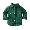 thumbnail image 1 of LIIPEE Boys Girls Shirt Long Sleeve Turndown Collar Button Plaid Shirt With Pockets Toddler Classic Shopping Shirts,Green,3-6 Months, 1 of 3