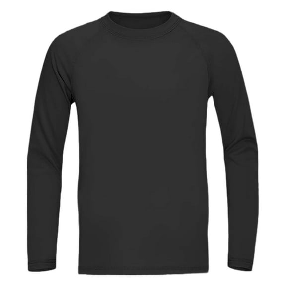 LIIPEE Boys Girls Shirt Solid Color Long Sleeve Round Neck Sports Training Gym Shirt Boy Leisure Festival Shirts,Black,5-6 Years