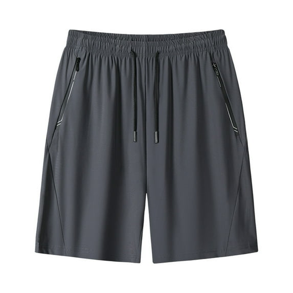 LIIPEE Boys Girls Shorts Solid Color Elastic Waist Drawstring Wide Leg Shorts With Zipper Pockets Child Versatile Climbing Hiking Camping Cycling Shorts,Grey,170