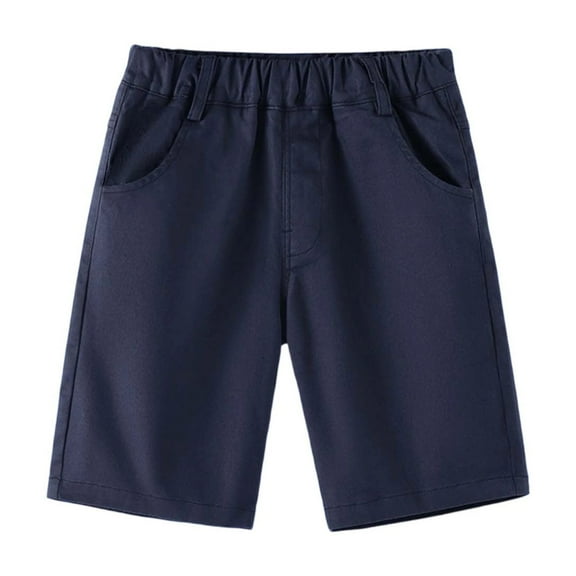 LIIPEE Boys Girls Shorts Solid Color Elastic Waist Wide Leg Shorts With Pockets Boys Trendy Family Gatherings Shorts,Blue,12-13 Years
