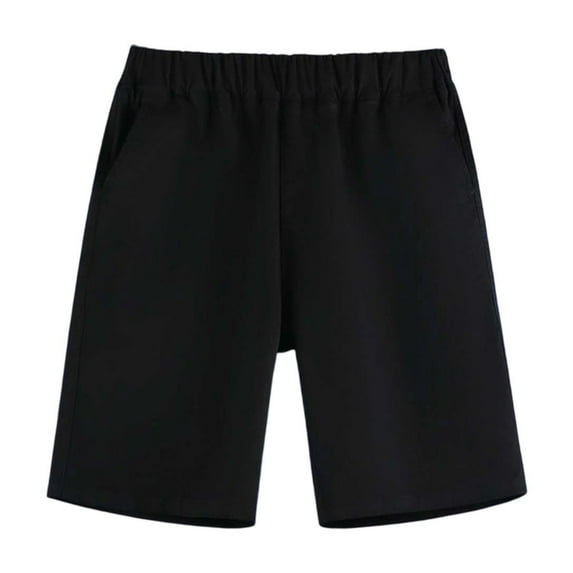 LIIPEE Boys Girls Shorts Solid Color Elastic Waist Wide Leg Shorts With Pockets Kids Trendy School Shorts,Black,16-17 Years