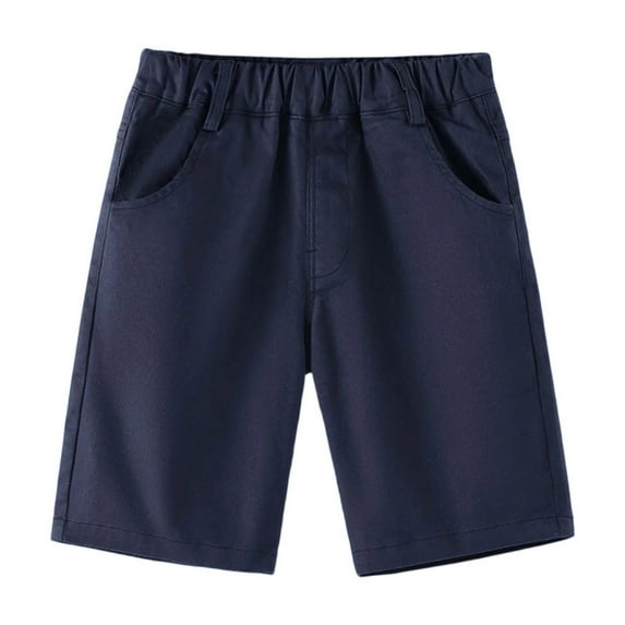 LIIPEE Boys Girls Shorts Solid Color Elastic Waist Wide Leg Shorts With Pockets Newborn Comfort Festival Shorts,Blue,4-5 Years