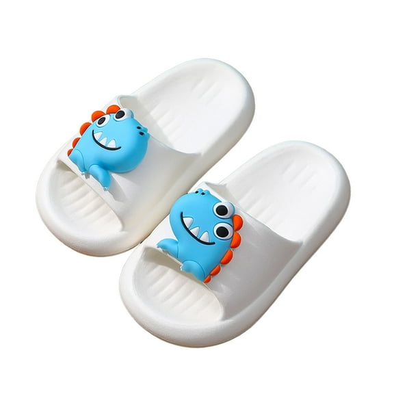 LIIPEE Boys Girls Slippers Summer Casual Cartoon Animal Open Toe Non- Shoes Baby Soft Outdoor Walking Flip Flops,White,3.5-4 Years