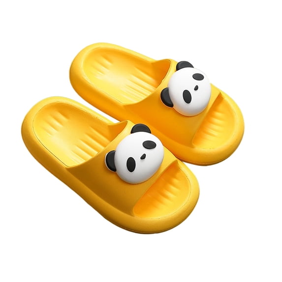 LIIPEE Boys Girls Slippers Summer Casual Cartoon Animal Open Toe Non- Shoes Kids Trendy Beach Flip Flops,Yellow,9-9.5 Years