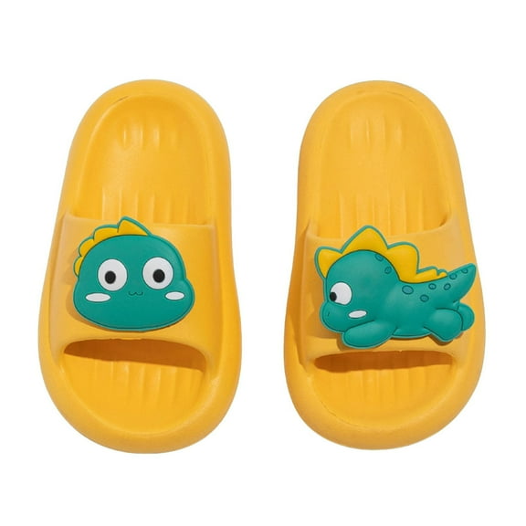 LIIPEE Boys Girls Slippers Summer Comfortable Cartoon Dinosaur Open Toe Non- Shoes Kids Stylish Outdoor Walking Flip Flops,Yellow,10-10.5 Years