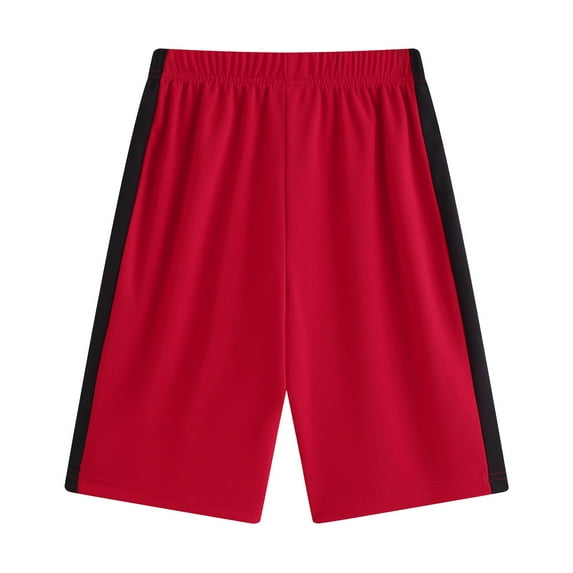 LIIPEE Boys Girls Sports Shorts Color Block Stretch Elastic Waist Athletic Training Basketball Shorts Toddler Trendy Party Sports Shorts,Red,4-5 Years