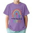 thumbnail image 1 of LIIPEE Boys Girls T-Shirts Summer Casual Short Sleeve Cartoon Letter Rainbow Printed Round Neck Tshirt Boy Leisure Daily Wear Tee Shirts,Purple,12-13 Years, 1 of 5