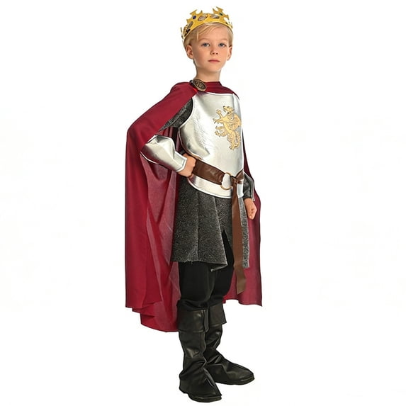 LIIPEE Boys King Costumes Kids Cute Tops Pants Cape Waistband Armguards And Headwear Dress Up Clothes 6 Piece,3-5 Years
