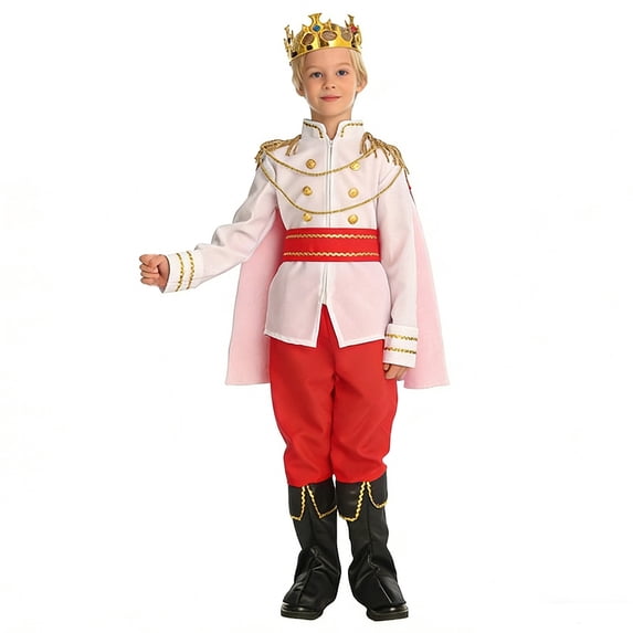 LIIPEE Boys King Costumes Kids Cute Tops Pants Waistband And Headwear Dress Up Clothes 4 Piece,3-5 Years