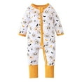 thumbnail image 1 of LIIPEE Boys Onesie Halloween Cartoon Pumpkin Ghost Printed Long Sleeve Round Neck Zip Up Jumpsuit Classic Weekend One-Pieces,White,0-3 Months, 1 of 6
