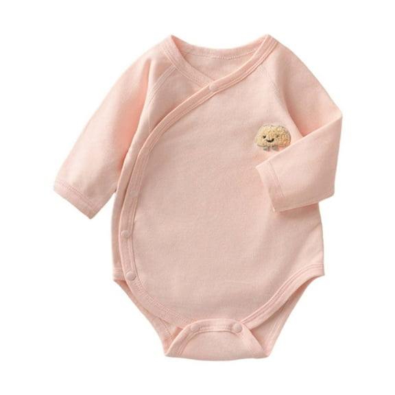 LIIPEE Boys Onesie Summer Casual Long Sleeve Solid Color Bodysuit Classic Party One-Pieces,Pink,4-8 Months