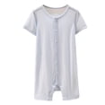 thumbnail image 1 of LIIPEE Boys Onesie Summer Comfort Versatile Short Sleeve Round Neck Button Down Solid Color Romper Baby Stylish Outdoor One-Pieces,Blue,80, 1 of 9