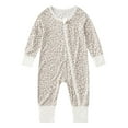 thumbnail image 1 of LIIPEE Boys Onesie Summer Comfortable Stylish Long Sleeve Leopard Printed Round Neck Zipper Jumpsuit Toddler Trendy Daily One-Pieces,Beige,0-3 Months, 1 of 9