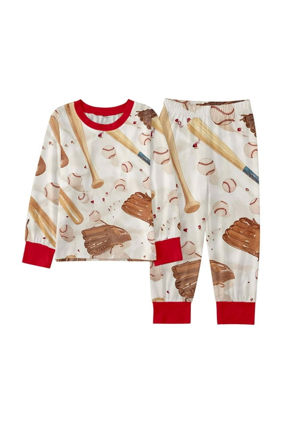 Boys Outfits Casual Cartoon Printed Autumn Suit Long Sleeve Crew-Neck Daily Wear Comfortable Cute Soft And Breathable Clothing Sets,Red,2Y