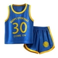 thumbnail image 1 of LIIPEE Boys Outfits Summer Breathable Letter Printed Round Neck Sleeveless Vest Shorts 2 Piece Basketball Sports Sets Baby Soft Daily Wear Outfit,Blue,3-4 Years, 1 of 3