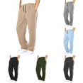 thumbnail image 1 of LIIPEE Boys Pants Casual Solid Color Drawstring Waist Loose Fit Straight Leg Trousers With Pockets Kids Outdoor Comfortable Breathable Daily Bottoms,9-10 Years, 1 of 5