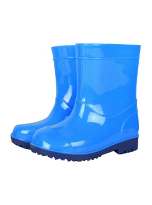 Boys Rain Boots Solid Color Closed Toe Non- Easy-On Lightweight Waterproof Shoes Child Casual Holiday School Party Boots,Sky Blue,5-6 Years