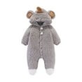 thumbnail image 1 of LIIPEE Boys Romper Winter Cartoon Long Sleeve Thermal Hooded Baby Jumpsuit Cozy Warm Thickened Bodysuit For Toddlers Comfortable Breathable Soft Cute Daily Onesie,Grey,6-9 Months, 1 of 2