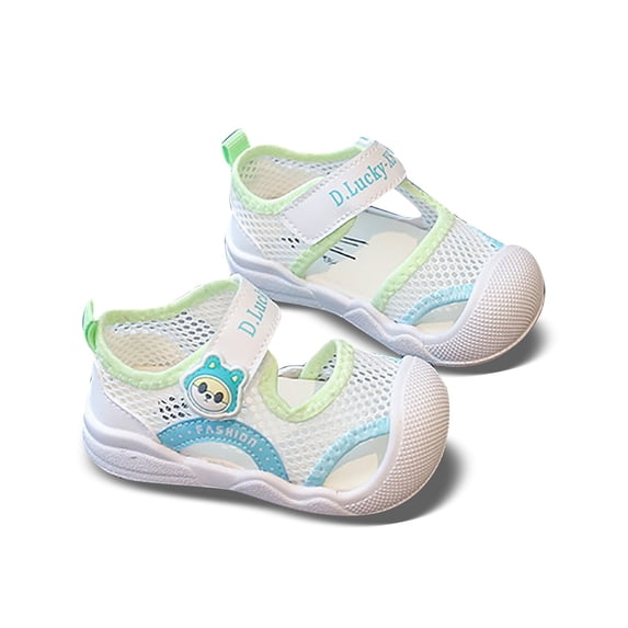 LIIPEE Boys Sandals Casual Cartoon Mesh Hollow Out Flat Bottom Beach Sandals Infant Kids Lightweight Hook And Loop Fashion Shoes Cute Comfortable Breathable Soft Sole Daily Footwear,Green,6-9 Months