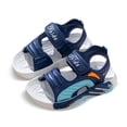 thumbnail image 1 of LIIPEE Boys Sandals Casual Splicing Color Open Toe Hook And Loop Fashion Beach Sandals Kids Outdoor Lightweight Flat Bottom Shoes Cute Comfortable Breathable Soft Sole Daily Footwear,Blue,1.5-2 Years, 1 of 4