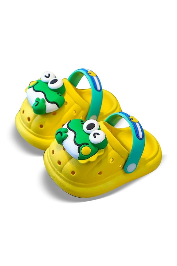 Boys Sandals Summer Cute Comfortable Cartoon Closed Toe Non- Soft Sole On Water Shoes Kids Leisure Pool Beach Outdoor Indoor Wear Clogs,Yellow,5-6 Years