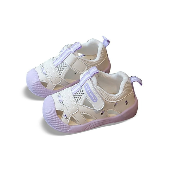 LIIPEE Boys Sandals Toddler Casual Splicing Color Hollow Out Flat Bottom Beach Sandals Kids Lightweight Hook And Loop Fashion Shoes Cute Comfortable Breathable Soft Daily Footwear,Purple,2.5-3 Years