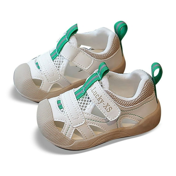 LIIPEE Boys Sandals Toddler Casual Splicing Color Hollow Out Flat Bottom Beach Sandals Kids Lightweight Hook And Loop Fashion Shoes Cute Comfortable Breathable Soft Daily Footwear,Green,6-9 Months