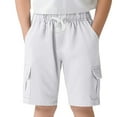 thumbnail image 1 of LIIPEE Boys School Uniform Shorts Solid Color Elastic Waist Drawstring Dress Shorts With Pockets Child Casual Party Shorts,White,11-12 Years, 1 of 9
