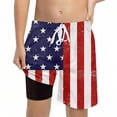 thumbnail image 1 of LIIPEE Boys Shorts Casual Summer Alternating Red And White And Five-Pointed Stars Elastic Drawstring Waist Swim Trunks With Inner Pockets Kids Children Comfortable Cute Beach Shorts,7 Years, 1 of 4