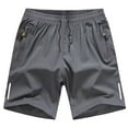 thumbnail image 1 of LIIPEE Boys Sweat Shorts Summer Loose Breathable Solid Color Stretch Elastic Waist Drawstring Shorts With Zipper Pockets Toddler Comfort Beach Vacation Daily Wear Shorts,Grey,5-6 Years, 1 of 2
