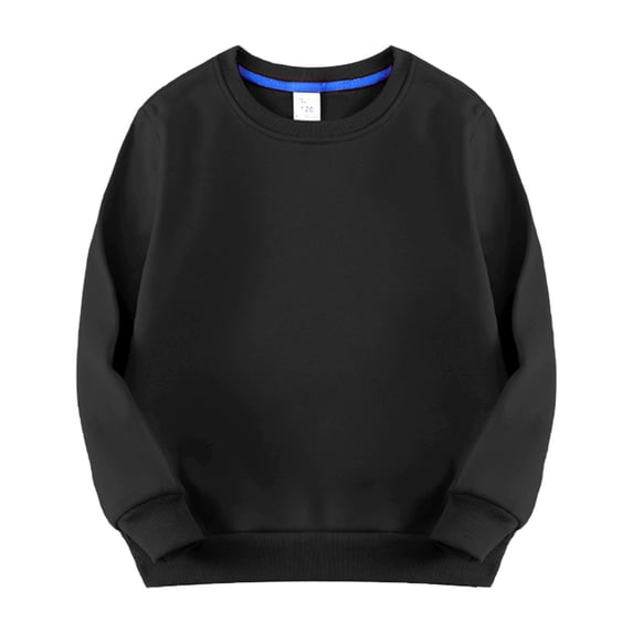 LIIPEE Boys Sweatshirts Casual Toddler Crew Neck Solid Color Long Sleeve Pullover Sweatshirts Kids Baby Cute Thicked Lined Tops Comfortable Soft Breathable Daily Clothing,Black,5-6 Years