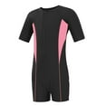 thumbnail image 1 of LIIPEE Boys Swimwear Summer Comfort Short Sleeve Round Neck Zipper Romper Swimsuit Kids Classic Swimming Surfing Beach Bathing Suit,Pink,7-9 Years, 1 of 4
