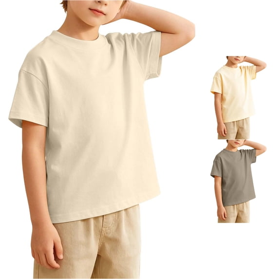 LIIPEE Boys T Shirts Casual Summer Solid Color Crew Neck Short Sleeve Tshirt Kids Comfortable Everyday Tee Tops Fashion Breathable T-Shirts,9-10 Years