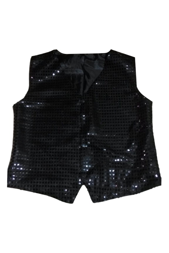 Boys Tops Casual Sleeveless V Neck Sequins Vest Performance Modern Dance Recital Stage Show Tank Tops Children Party Celebration Comfortable Soft Breathable Clothes,Black,2-3 Years