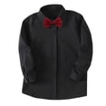thumbnail image 1 of LIIPEE Boys Tops Classic Long Sleeve Lapel Solid Color Shirt Kids Formal Performance Buttons Tee Tops Comfortable Stylish Soft Breathable Clothes,Black,3-4 Years, 1 of 3