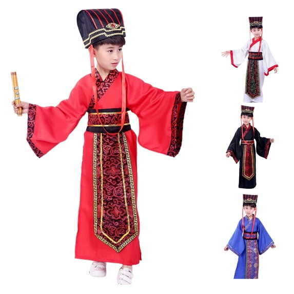 LIIPEE Boys Traditional Chinese Costume Kids Fashion Graphic Hanfu Dress Performance Dress Up Clothes,2-3 Years