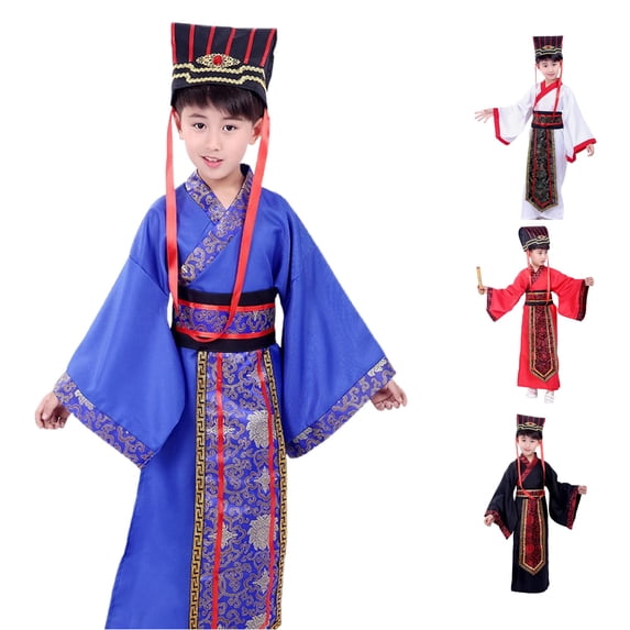 LIIPEE Boys Traditional Chinese Costume Kids Fashion Graphic Hanfu Dress Performance Dress Up Clothes,2-3 Years