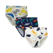 LIIPEE Boys Underpants Breathable Comfortable Cartoon Animal Printed Briefs 3 Pack Infant Stylish Panties,Black,5-6 Years