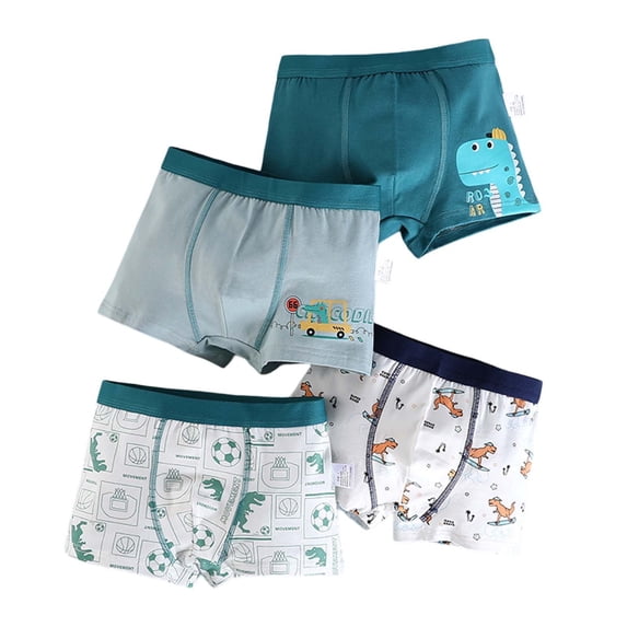 LIIPEE Boys Underwear Kids Cute Cartoon Graphic Print Comfortable Shorts 4 Pack Casual Fashion Lightweight Daily Soft Breathable Underpants,3-4 Years