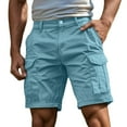 thumbnail image 1 of LIIPEE Cargo Shorts For Men Casual Solid Color Button Down Retro Shorts With Pockets Male Leisure Everyday Shorts,Light Blue,M, 1 of 6